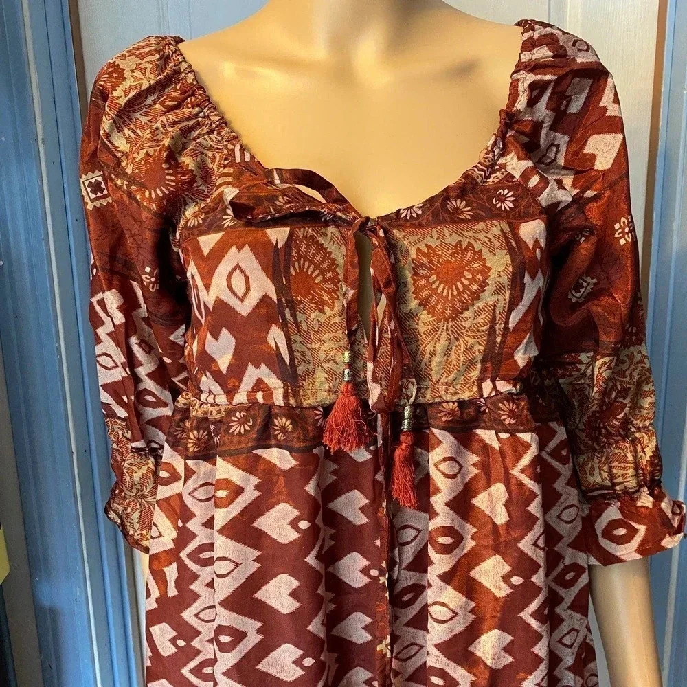 Benjamin Boho Sexy Lightweight Casual Summer Dress Women Size S/M - Picture 5 of 6